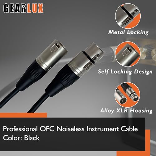 Gearlux XLR Microphone Cable, Fully Balanced, Male to Female, 3.2 Feet - 2 Pack - size: 3.2 Ft, style: 2 Pack