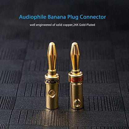 1 Pair 13AWG Audiophile Grade Speaker Wire with pre-Connected Dual Gold Plated Banana Plug Tips - Oxygen-Free Copper (OFC) Construction (3M(9.9FT)) - size: 9.9 ft