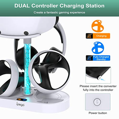 FASTSNAIL RGB Charging Stand & Storage Station for PlayStation VR2 - White - color: White
