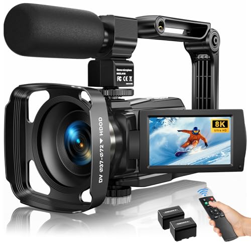 8K Video Camera Camcorder Latest 88MP Ultra HD Video Cameras WiFi Vlogging Camera for YouTube 18X Digital Video Cameras with Microphone 6-Axis Anti-Shake IR Night Vision Video Recorder