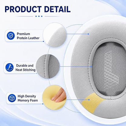 Replacement Ear Pads for JBL Live 500BT/Live 500 BT Headphone, Extra Thick Cushions, Ear Cups Cover, Soft Leather＆Memory Foam Headset Earpads (Gray) - color: Gray