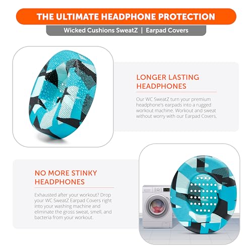 WC SweatZ Studio - Patented Covers for Beats Studio 3 (A1914) & 2 (B0500) | Made by Wicked Cushions | Made with Premium Silicone | Also fits B0501 | Cyan Prism - color: Cyan Prism