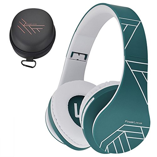 PowerLocus Bluetooth Over-Ear Headphones, Wireless Stereo Foldable Headphones Wireless and Wired Headsets with Built-in Mic, Micro SD/TF, FM for iPhone/Samsung/iPad/PC (Blue/White) - color: Blue/White