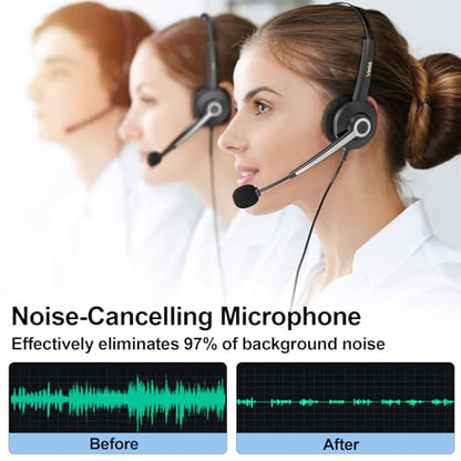 Wantek Mono 2.5mm Telephone Headset with Noise Canceling Mic, Volume Control & Ultra Comfort - Single Ear Design for Panasonic, Cisco, Gigaset, Vtech, AT&T & More Cordless Landline Office Phones - size: 681