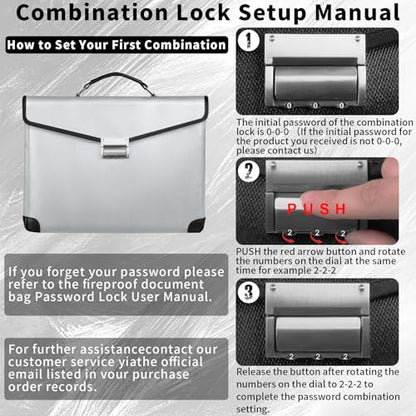 Fireproof Document Bag, 14.5" X11" X2.5", Silver | Fireproof Money Bag for Cash, With Metal Lock and Zipper, Fireproof&Waterproof Organizerm, Protects Valuables Legal Documents - color: Silver