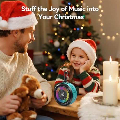 Shower Speaker, Certified IPX7 Waterproof,Portable Bluetooth Speaker with Suction Cup,Hook,Light, Stocking Stuffers, Premium Mini Outdoor Wireless Speaker, Ideal Gift for Christmas (Blue) - color: Blue