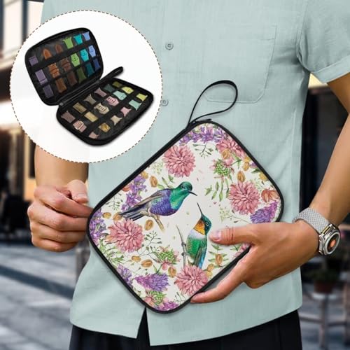 Watch Band Storage Bag with Handle Stain Resistant Carrying Case for Smartwatch, Apple Watch, Watch Band Pin and Other Watch Band Accessories, Bird Pink Flower - color: Bird Pink Flower