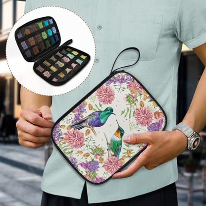 Watch Band Storage Bag with Handle Stain Resistant Carrying Case for Smartwatch, Apple Watch, Watch Band Pin and Other Watch Band Accessories, Bird Pink Flower - color: Bird Pink Flower