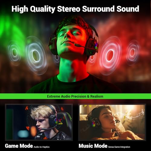 Krysenix Wireless Gaming Headset for Xbox Series,PC,PS5,PS4,Switch-Black | 50mm Drivers,2.4 GHz Wireless & Bluetooth 5.4 Gaming Headphones with Noise Canceling Microphone,RGB Lighting,1200mAh Battery - color: Black for XBOX
