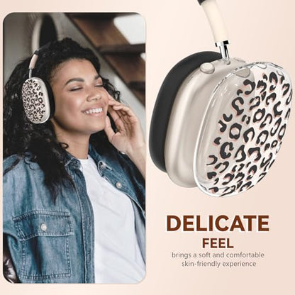 for Apple AirPods Max,Clear Leopard Print Soft TPU Case for Women,Black | Ear Pad Case Cover/Ear Cups Cover/Headband Cover for AirPods Max Headphones (2024/2020)Transparent AirPod Max (USB-C) - color: Leopard print