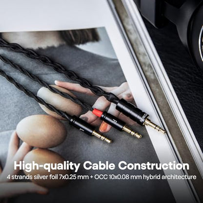 Linsoul Tripowin Nova 2M Over-Ear Monitor Headphone Cable | 4-Strand Silver Foil/OCC Hybrid Upgrade Cable , Dual 3.5mm to 4.4mm/3.5mm/XLR Plug, for Musicians Audiophiles, 3.5mm, Black - style: 3.5mm