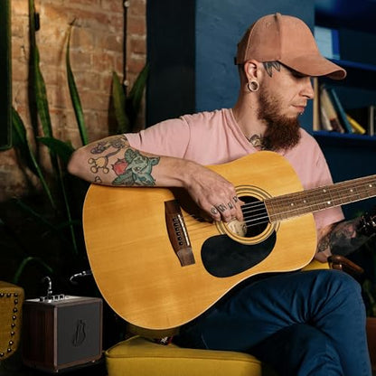 15W Mini Guitar Amp, Portable Acoustic/Electric Guitar Amplifier Rechargeable, Wireless Guitar Practice Amp with Reverb, Chorus & Delay, Supports OTG, AUX, REC, Bass and Treble Control