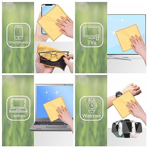 Eco-Fused Microfiber Cleaning Cloths Double-Sided - 5 Pack - 6.6 x 6.2 inch - Microfiber and Suede Cloth for Smartphones, LCD TV, Tablets, Laptop Screens, Camera Lenses (Yellow) - color: 5 Pack - 6.6 X 6.2" (Yellow)
