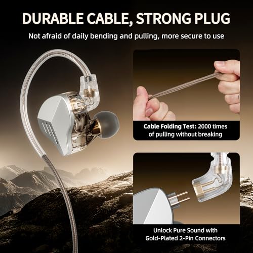 A20PRO IEM Earbuds, 1DD+1BA Hybrid in Ear Monitor Headphones, HiFi Wired Earphones with Deep Bass & Clear Vocals, Noise Isolating IEM for Musicians, Gaming & Studio (No Mic) - color: sliver