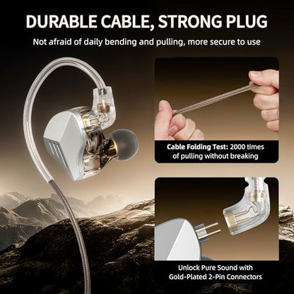 A20PRO IEM Earbuds, 1DD+1BA Hybrid in Ear Monitor Headphones, HiFi Wired Earphones with Deep Bass & Clear Vocals, Noise Isolating IEM for Musicians, Gaming & Studio (No Mic) - color: sliver