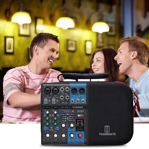 Tourmate Hard Storage Case Compatible for YAMAHA MG06X/MG06 6-Input/AG03/AG03 MK 2/AG06MK 2 Stereo Mixer, Protective Hard Shell Carrying Bag(CASE ONLY) (Black+Red) - color: Red Zipper