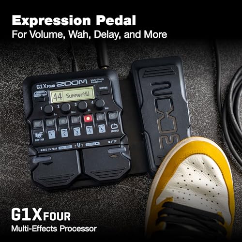Zoom G1X Four Guitar Multi-Effects Processor with Expression Pedal | 70+ Effects, Amp Modeling, Looper, 68 Rhythm Patterns, Tuner, Battery Powered - size: Processor Pedal, style: G1X FOUR