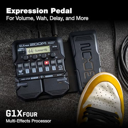 Zoom G1X Four Guitar Multi-Effects Processor with Expression Pedal | 70+ Effects, Amp Modeling, Looper, 68 Rhythm Patterns, Tuner, Battery Powered - size: Processor Pedal, style: G1X FOUR
