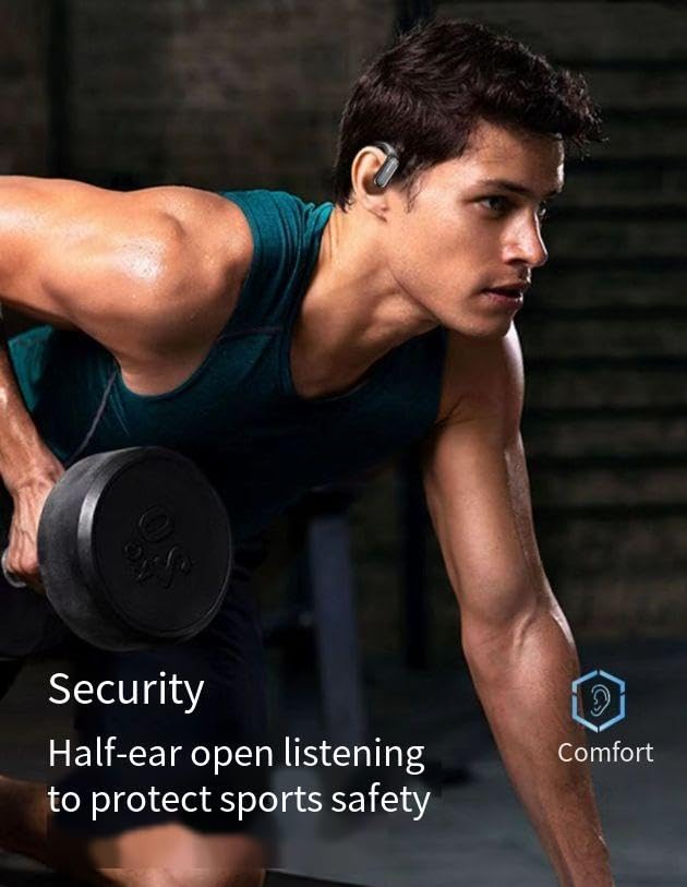 Wireless Earbuds with Ear Hooks Bluetooth Headphones with Earhook,ENC Noise Cancelling Mic,60Hrs Playtime,IPX7 Waterproof,9D Stereo Sound,Power Display,Bass in Ear Earphones for Running Workout,Black - color: Black