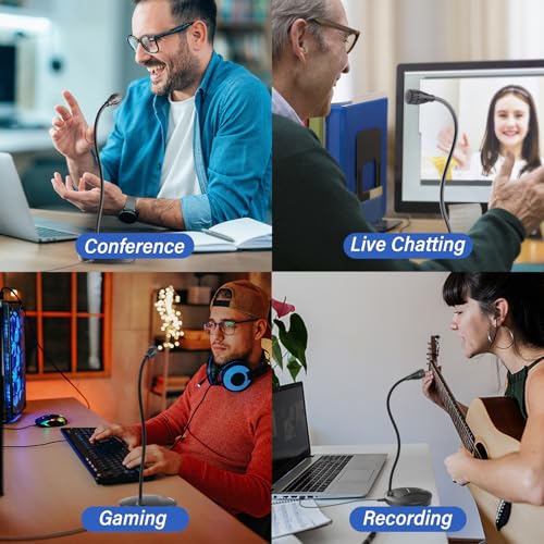USB Desktop Microphone, Plug & Play for PC/Mac | Cardioid condenser mic, metal. Mute & LED. For singing, podcasting, voice-over, video, gaming, streaming. USB, no driver. - color: Black 1