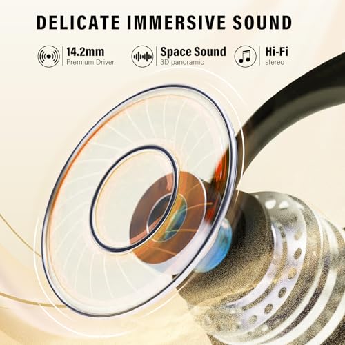 Open Ear Headphones, AI Translation Earbuds Real Time, Black | HiFi Stereo Open Ear Buds with HD Mic, 50H LED Power Display Air Conduction Earbuds, AI Translation Earbuds Real Time - color: Black