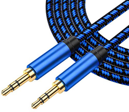 Aux Cord 20 ft - Nylon Braided 3.5mm Audio Cable for Car Stereo, Aux Cable for Headphones, Speakers - size: 20ft