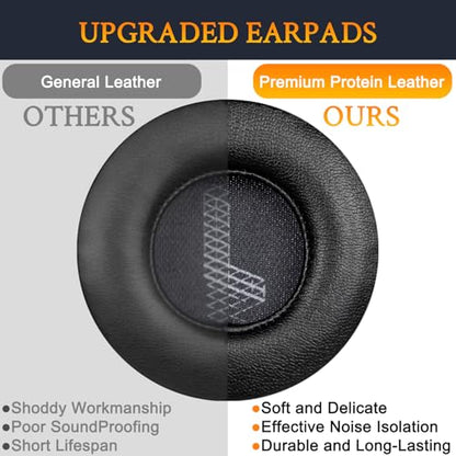 SOULWIT Replacement Ear Pads for JBL Live 400BT/Live 400 BT On-Ear Wireless Headphones, Live400 Earpads Cushions with Softer Protein Leather, Noise Isolation Foam - Black - color: Black