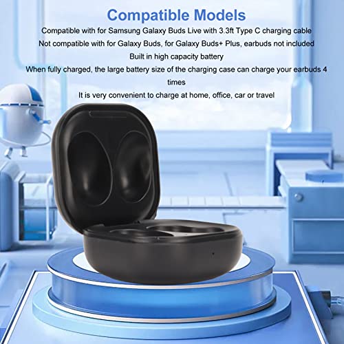 Wireless Earbuds Charging Case, Replacement Charger Dock with 3.3ft USB-C Cable and 600mAh Battery, for Compatible Wireless Earbuds, Black