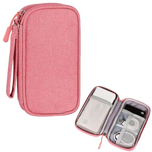 Organizer Bag Case Electronic Devices Travel Pouch Cable USB Charger Accessories Cellphone SD Power Bank Earphone - color: Signle Layer-Pink