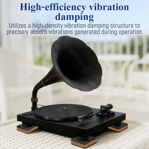 Cork Soundproofing Mats and Vinyl Record Soundproofing Feet, 2” x 2” x 7/8” Dimensions for Turntable Amplifiers Subwoofers Record Players Vibration Isolation and Noise Reduction (4-Pack)