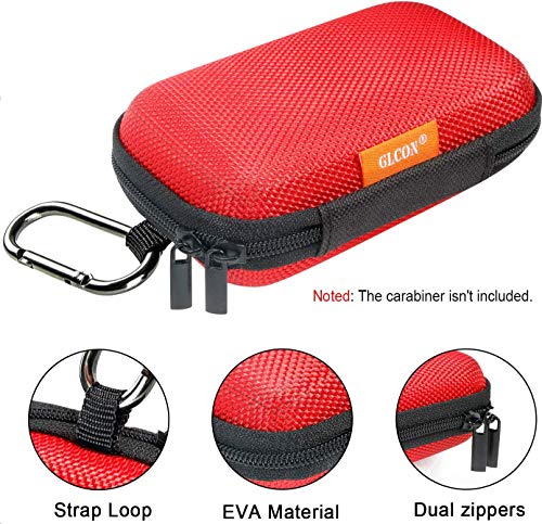 Red Rectangle Small EVA Case, Lightweight Hard Shell Zipper Pouch | Universal Protection Bag for Earbud, Headset, Charger, Airpods, iPod, USB Cable, MP3, Key, Change - color: Red