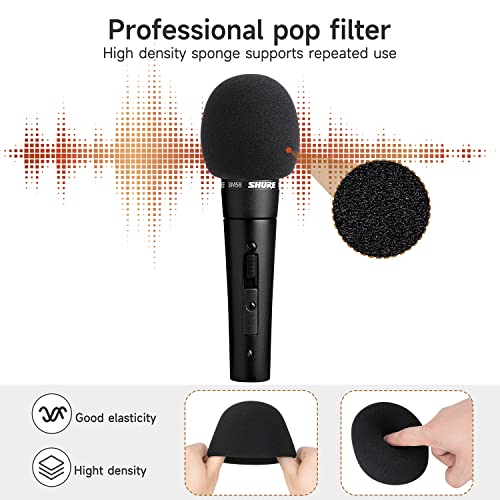 6 Pack SM58 Foam Mic Cover, Thick Handheld Windscreen for Shure, Black - color: 6PCS-Black