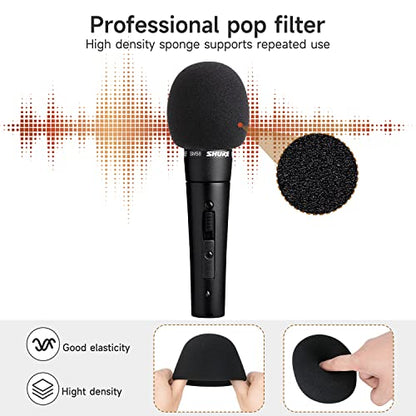 6 Pack SM58 Foam Mic Cover, Thick Handheld Windscreen for Shure, Black - color: 6PCS-Black
