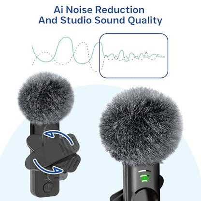 Wireless Lavalier Microphone 2 Pack Small Lapel mic for iPhone Android with Noise Reduction Lavalier Lapel Mics Mics for Interview Podcast YouTube TikTok Vlog - color: USB-C(androids）
