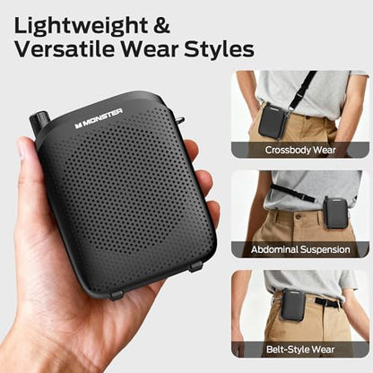 Monster Phonic 20 Voice Amplifier, 15W Portable Voice Amplifier for Teachers, Bluetooth 6.0 PA Speaker with Wired Microphone, Portable Microphone and Speaker for Classroom & Outdoor Use