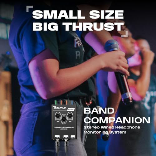 Bolanle P1-Pro 2-Channel Personal in-Ear Monitor Amplifier, Black | Stereo headphone amp with dual XLR/TRS inputs, mono/stereo switching, mix/balance, 3.5 mm output, USB-C 5V or 2 AAA power - color: P1 PRO(Black)