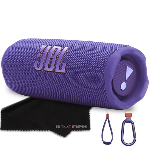 JBL Flip 7 Portable Bluetooth Speaker, IP68 Waterproof, Dustproof, Drop-Proof, PushLock System, AI Sound Boost, 16H Battery – Purple – Boomph's Comprehensive Ultimate Performance Cloth Solution - color: Purple