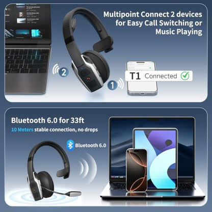 Trucker Bluetooth Headset，Single-Ear Headphone for PC,Call Centre - color: Silver