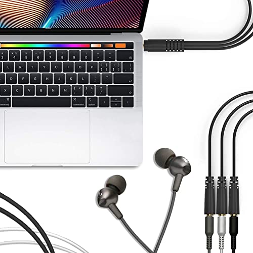9 Inch 3.5mm (1/8") TRRS Male Plug to 3X Female Stereo Splitter Audio Cable, Gold-Plated(35M/3F)
