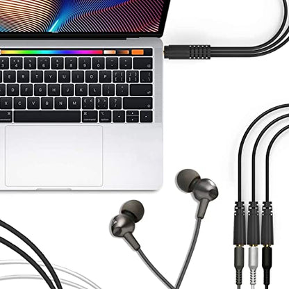 9 Inch 3.5mm (1/8") TRRS Male Plug to 3X Female Stereo Splitter Audio Cable, Gold-Plated(35M/3F)