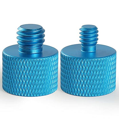 Mic Screw Adapter Thread 5/8 to 1/4 Adapter and 5/8 to 3/8 Adapter Set for Microphone Stand to Tripod and Camera Adapter (Blue)