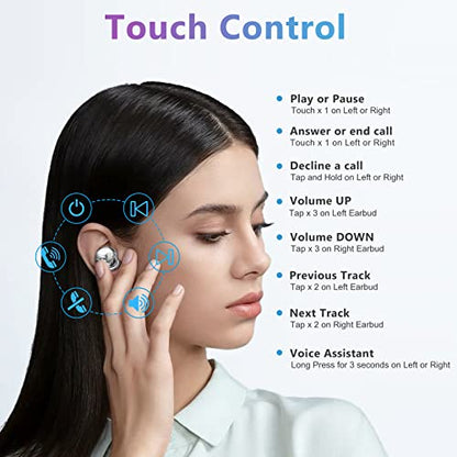 ELOVEN Wireless Earbuds Deep Bass Stereo Sound Bluetooth Earbuds 120H True Wireless Headphones with Ear Caps (S/M/L) for Samsung S26/S25/S24/S23/S22 Ultra Z Flip 5/4/3/Fold 5/4 iPhone 16/15/14 Silver - color: Silver