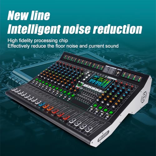 MD-14 14-Channel large-scale Professional Stage DJ Audio Mixer | 99 DSP Effects, LED Display, 48V Power, 9-Band EQ, Bluetooth & USB Playback , Noise Reductio, for Studio, Bar DJ