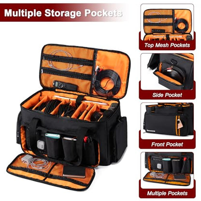 Mecozone DJ Gig Bag with 8 Detachable Dividers, DJ Cables Bag，Black
