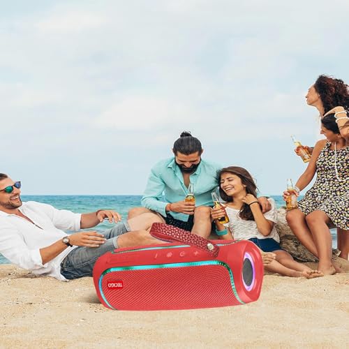 Portable Bluetooth Speakers Long-Lasting Wireless Bluetooth Speaker with Bluetooth 5.3 Technology All-Around Wireless Speaker Black (Red) - color: Red