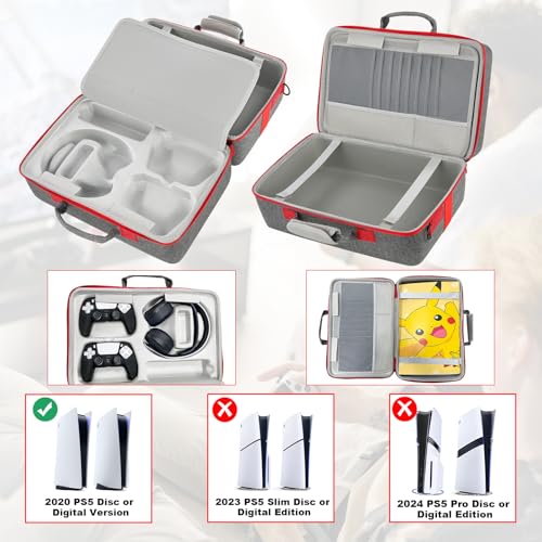PSCHUNYD Hard Shell Carrying Case Compatible with PS5, PS5 Travel Case Carry Bag, Organizer Protective Cases for Playstation 5 Console,Dual Controller, Headset and Gaming Accessories - size: For PS5