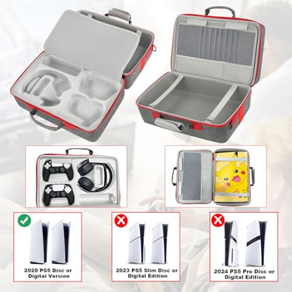 PSCHUNYD Hard Shell Carrying Case Compatible with PS5, PS5 Travel Case Carry Bag, Organizer Protective Cases for Playstation 5 Console,Dual Controller, Headset and Gaming Accessories - size: For PS5