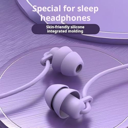 Soft Silicone Wired Sleep Earbuds, 3.5mm Jack Noise Isolating in-Ear Headphones, Comfort Side Sleeping Earphones (Purple) - color: Purple