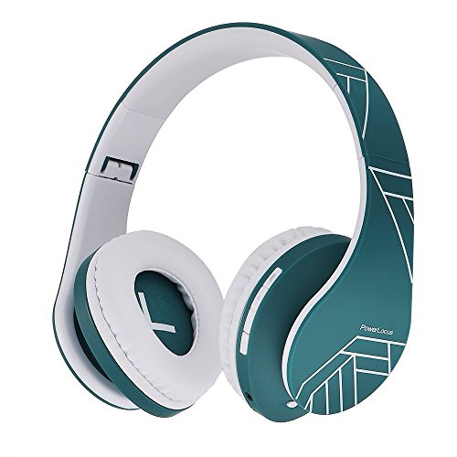 PowerLocus Bluetooth Over-Ear Headphones, Wireless Stereo Foldable Headphones Wireless and Wired Headsets with Built-in Mic, Micro SD/TF, FM for iPhone/Samsung/iPad/PC (Blue/White) - color: Blue/White
