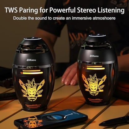 Gifts for Men Women, Bluetooth Speakers Outdoor with Flame Lights, Birthday Gifts for Him/Dad/Husband, Bluetooth 5.3 Wireless Speakers Base, Gift for Mom/wife, Cool Gadget for Patio Garden Yard Party
